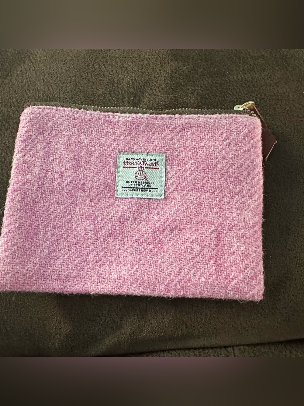Harris Tweed pink zip pouch